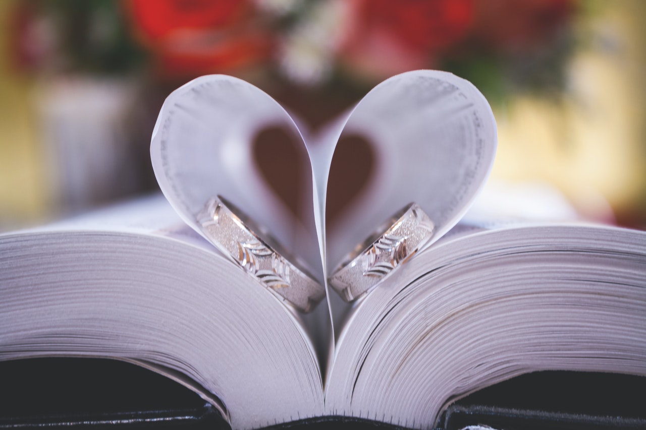 two beautiful rings in a book